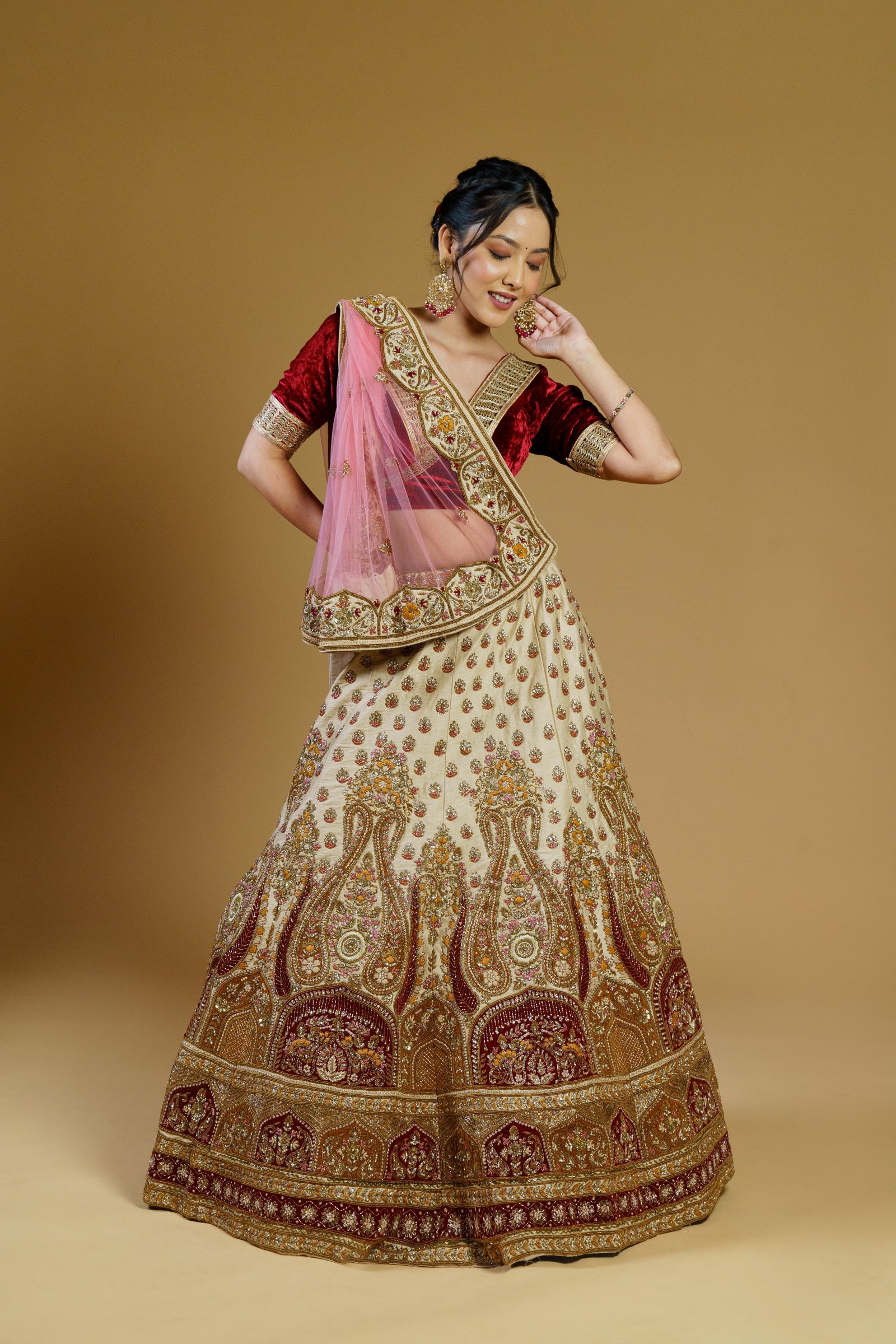 Peach Georgette Lehenga